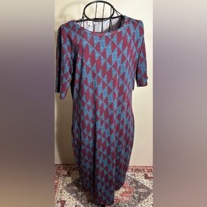 NEW size 2x womens  maroon blue tee t shirt  dress party 2 x xxl